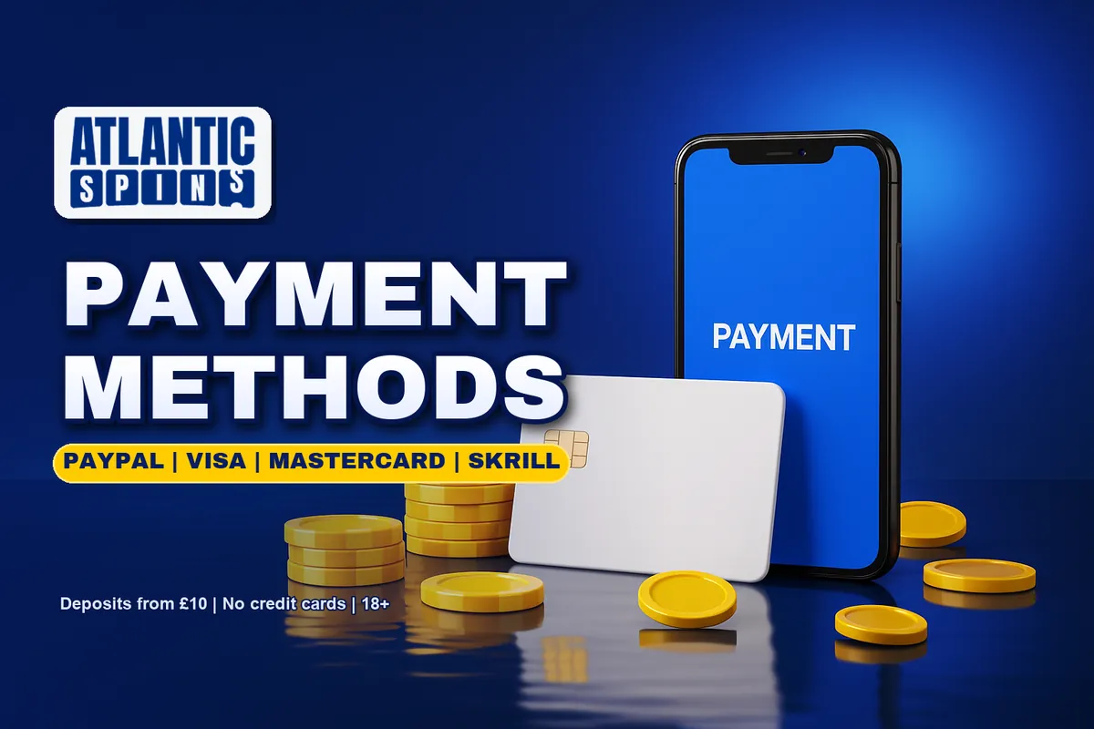 Atlantic Spins payment methods: PayPal, Visa, Mastercard and Skrill